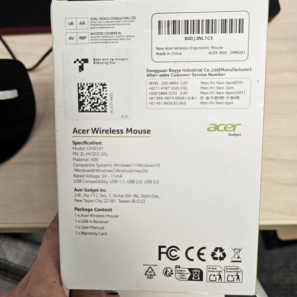 Acer Ergonomic Wireless Mouse Adjustable 1600 DPI Vertical Rechargeable OMR241 - Picture 5 of 7